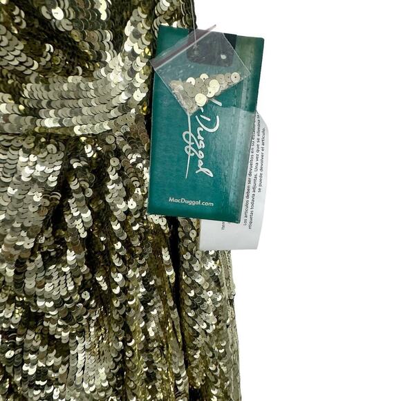 Mac Duggal Gold Embellished One Shoulder Cap Sleeve Trumpet Gown Size 6 NWT - Picture 10 of 12